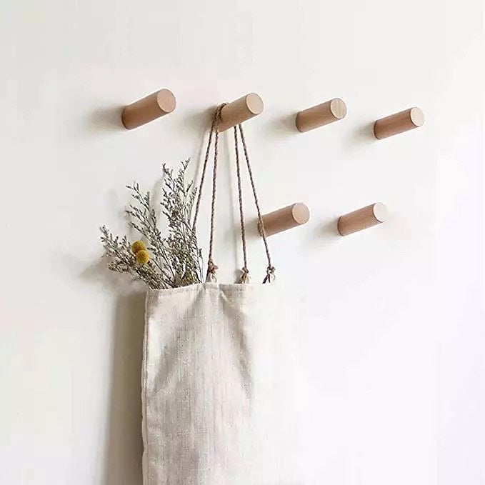 Wooden Wall Hooks Set of Three Handmade Wall Hooks Wooden Hanger