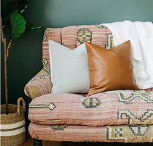Load image into Gallery viewer, Throw Pillow Set of 4, Faux leather and cotton accent pillows