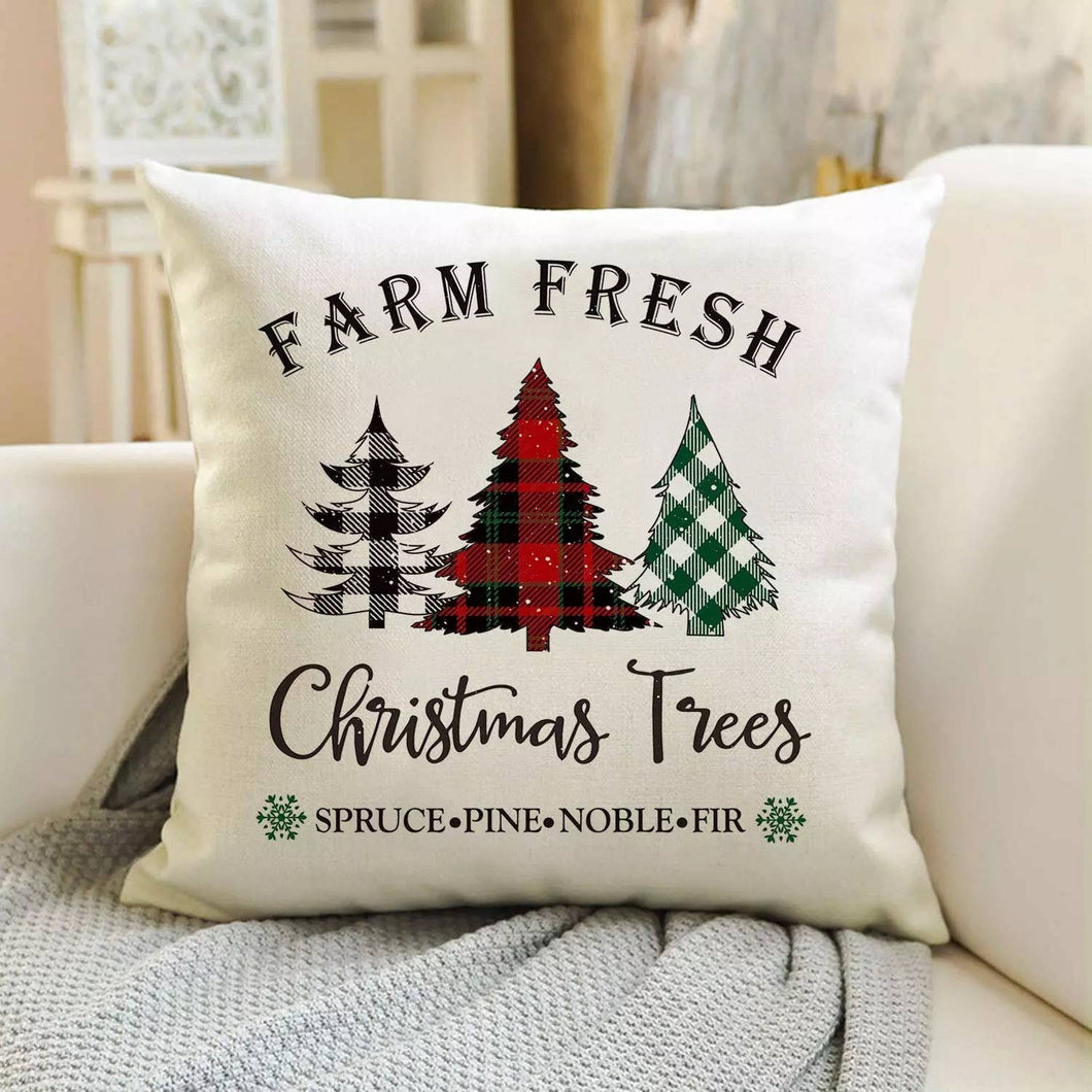 Christmas Throw Pillow Cover- Tree Farm